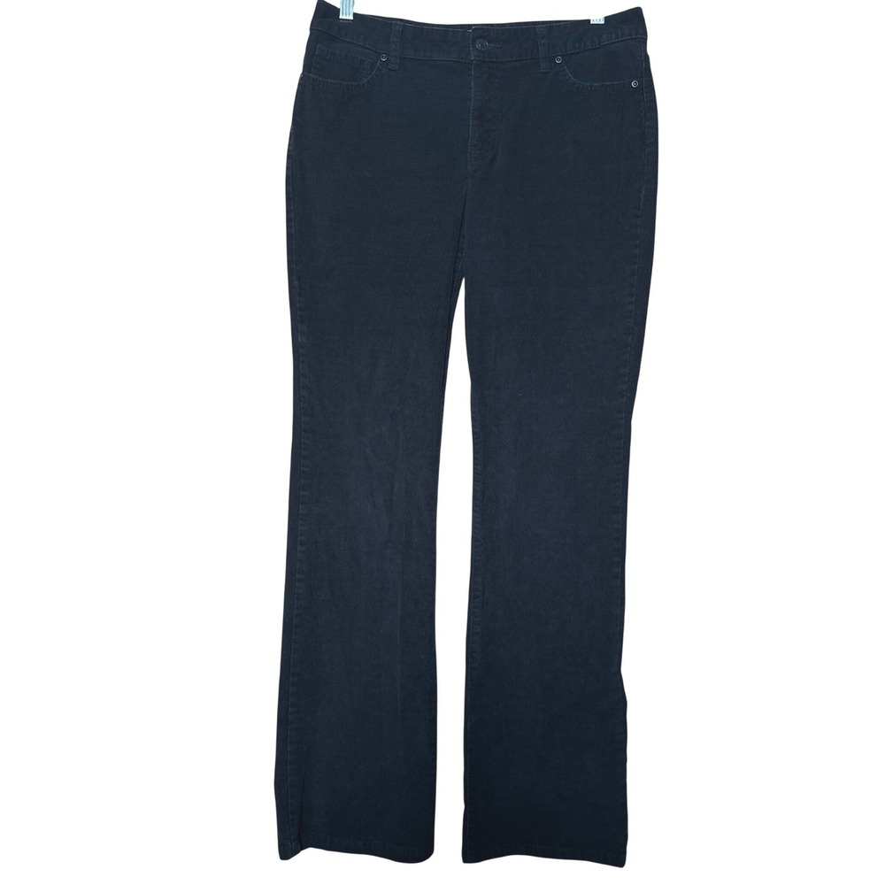 St Johns Bay Womens Black Corduroy Straight Leg Pants Size 10 Stretch Casual